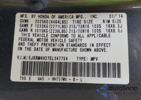 2014 Honda Cr-V Lx from USA, damaged, VIN 5J6RM4H37EL047754